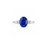 Oval sapphire ring with side diamonds