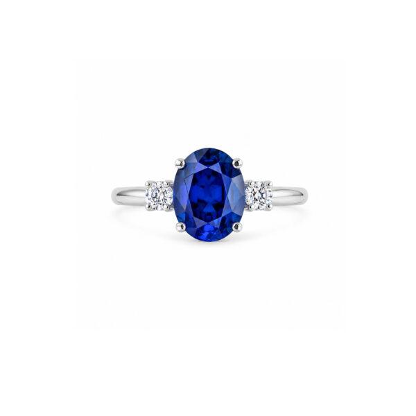 Oval sapphire ring with side diamonds