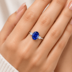 Oval sapphire ring with side diamonds Dubai