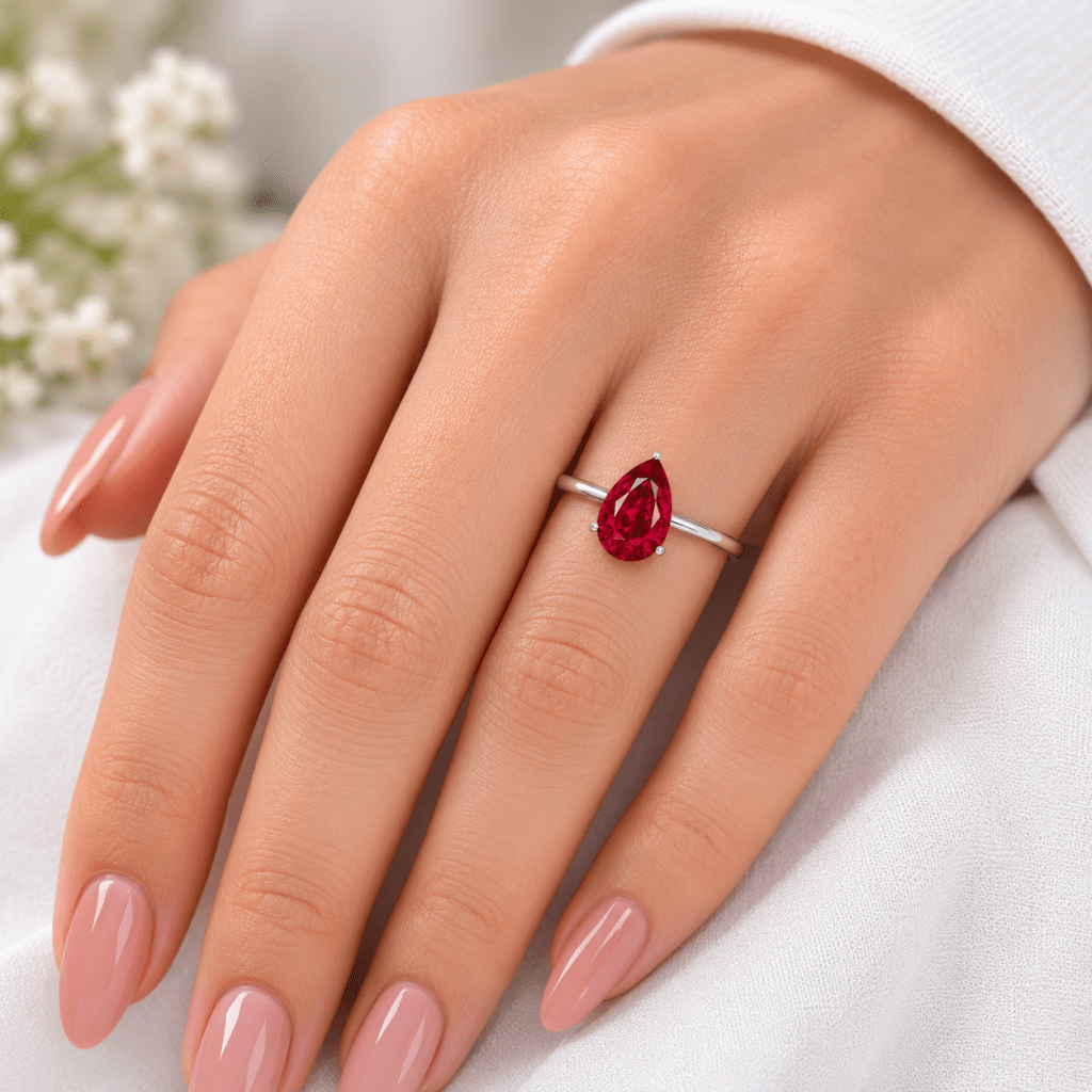 Pear shaped ruby Ring Dubai