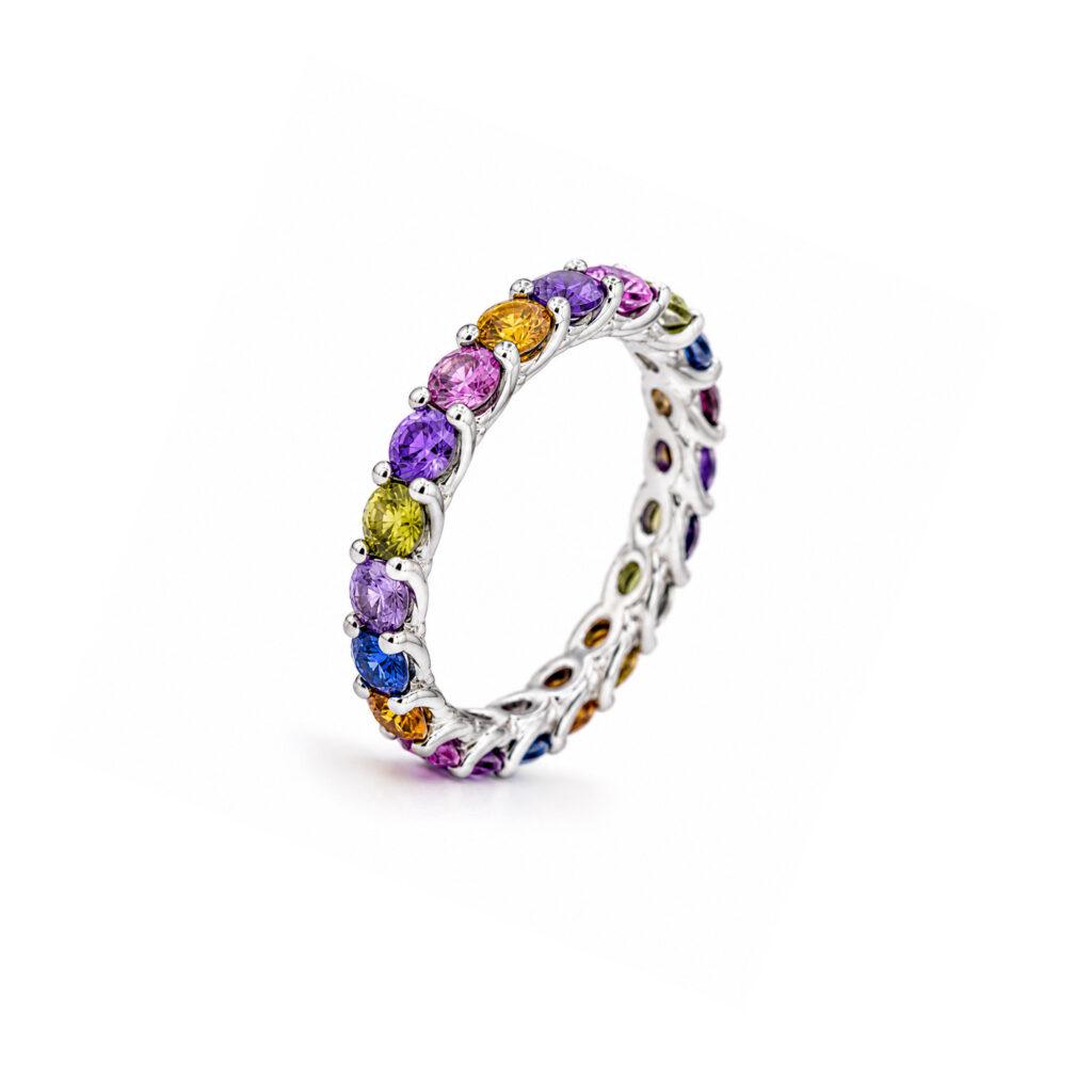 Rainbow sapphire ring
