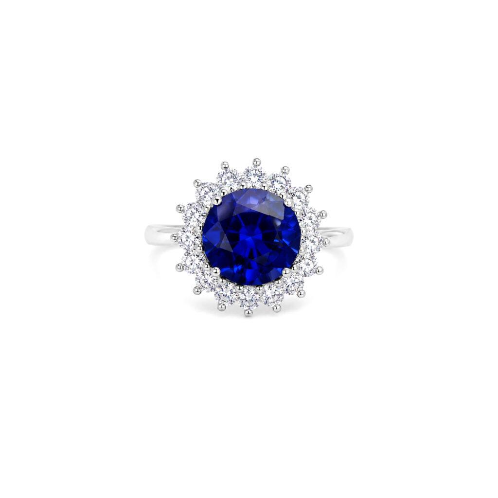 Round Diana setting sapphire ring
