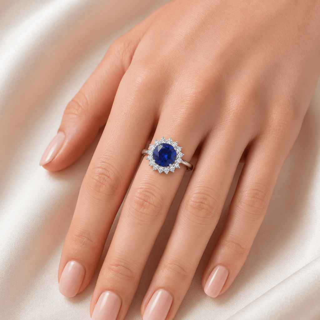 Round diana setting sapphire ring Dubai