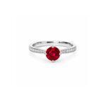 Round ruby ring with side diamonds