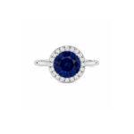 Round sapphire ring with Halo