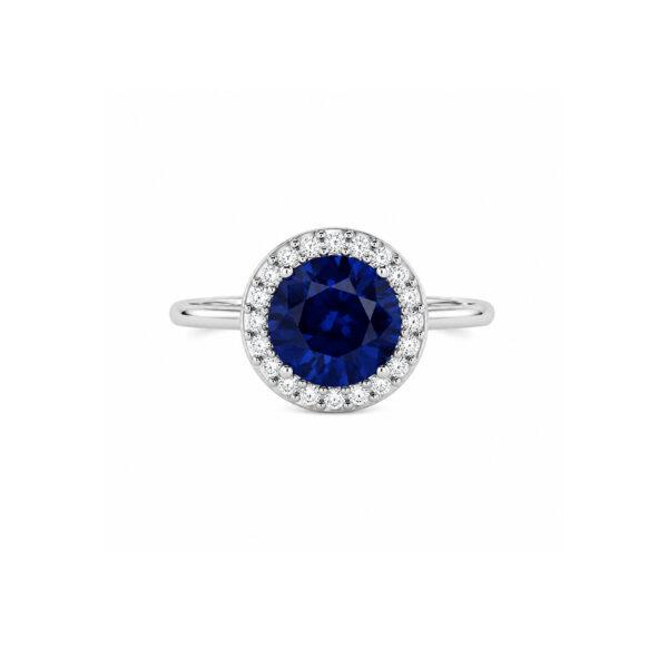 Round sapphire ring with Halo