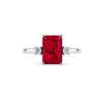 Ruby ring in Radiant shaped with diamonds