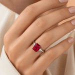 Ruby ring in Radiant shaped with diamonds Dubai