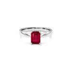 Ruby ring in emerald shaped
