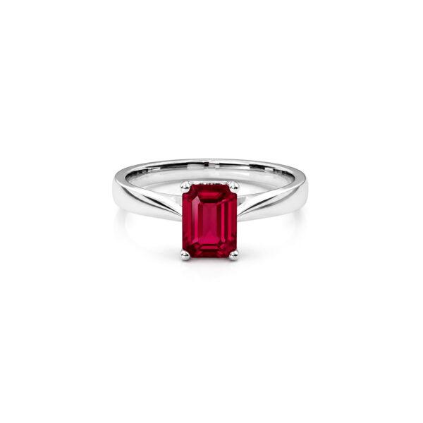 Ruby ring in emerald shaped
