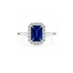 Sapphire ring in emerald shape with Diamonds