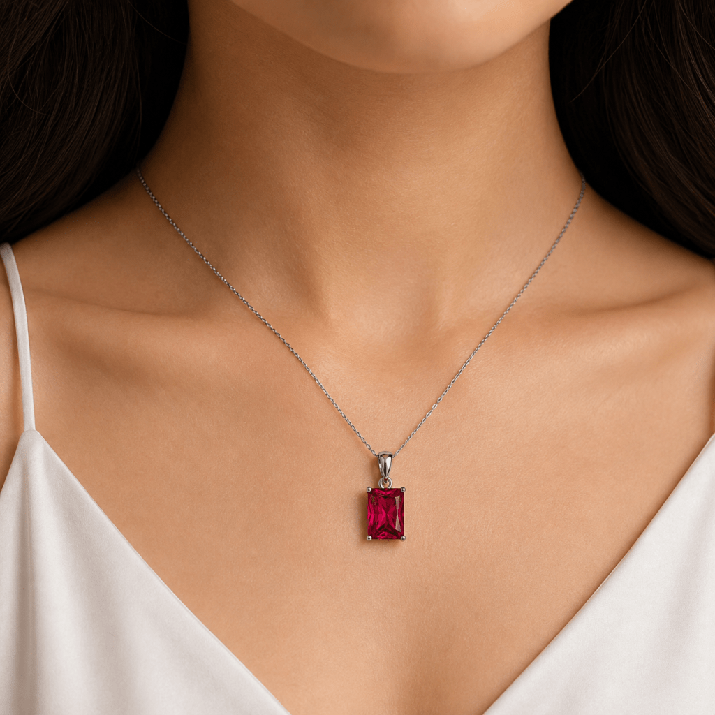 Customized Radiant-Cut Ruby Pendant Dubai