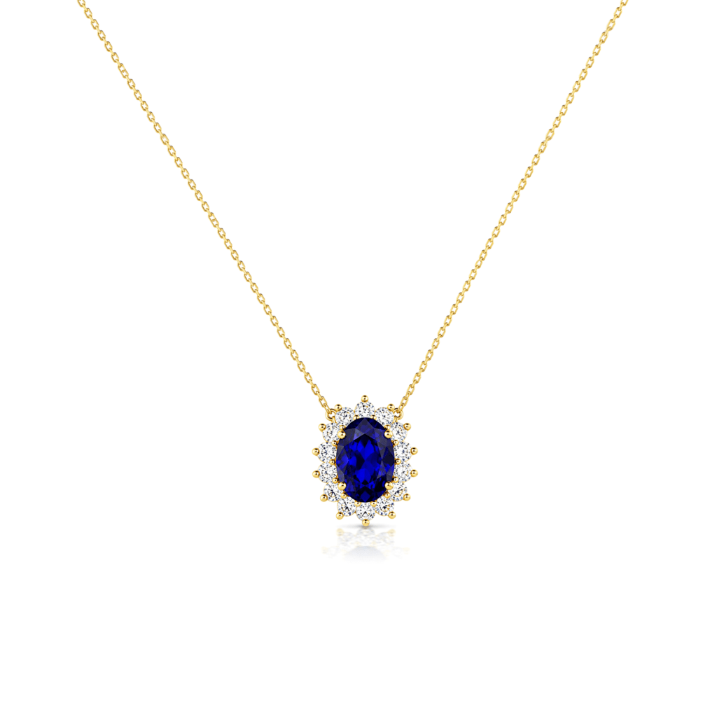 Diana Oval Blue Sapphire and Diamond Pendant