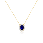Diana Oval Blue Sapphire and Diamond Pendant