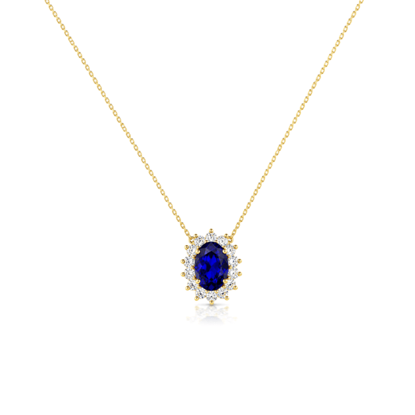Diana Oval Blue Sapphire and Diamond Pendant