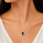 Diana Oval Blue Sapphire and Diamond Pendant Dubai