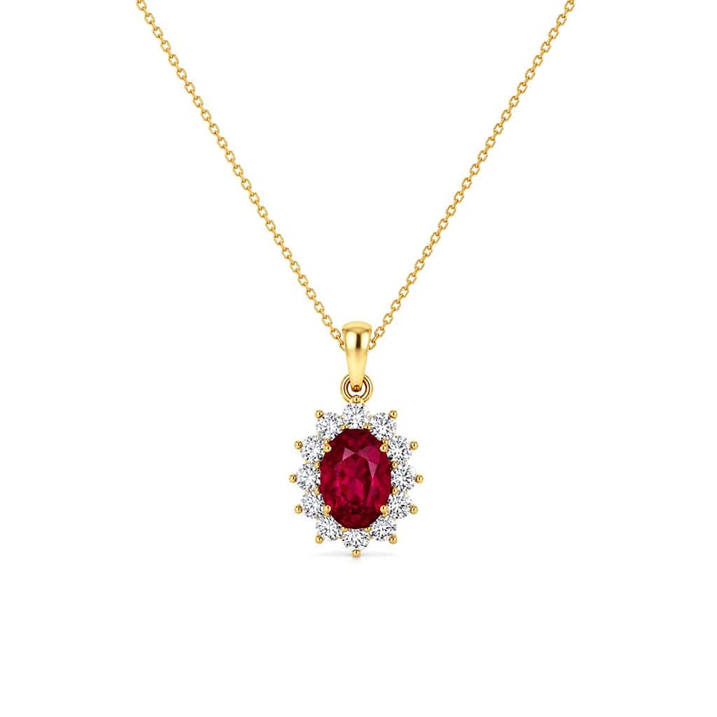 Oval Ruby and Diamond Pendant