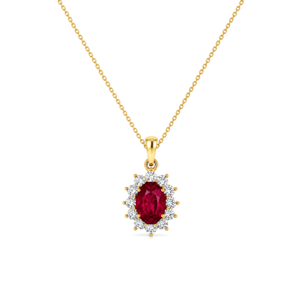 Oval Ruby and Diamond Pendant