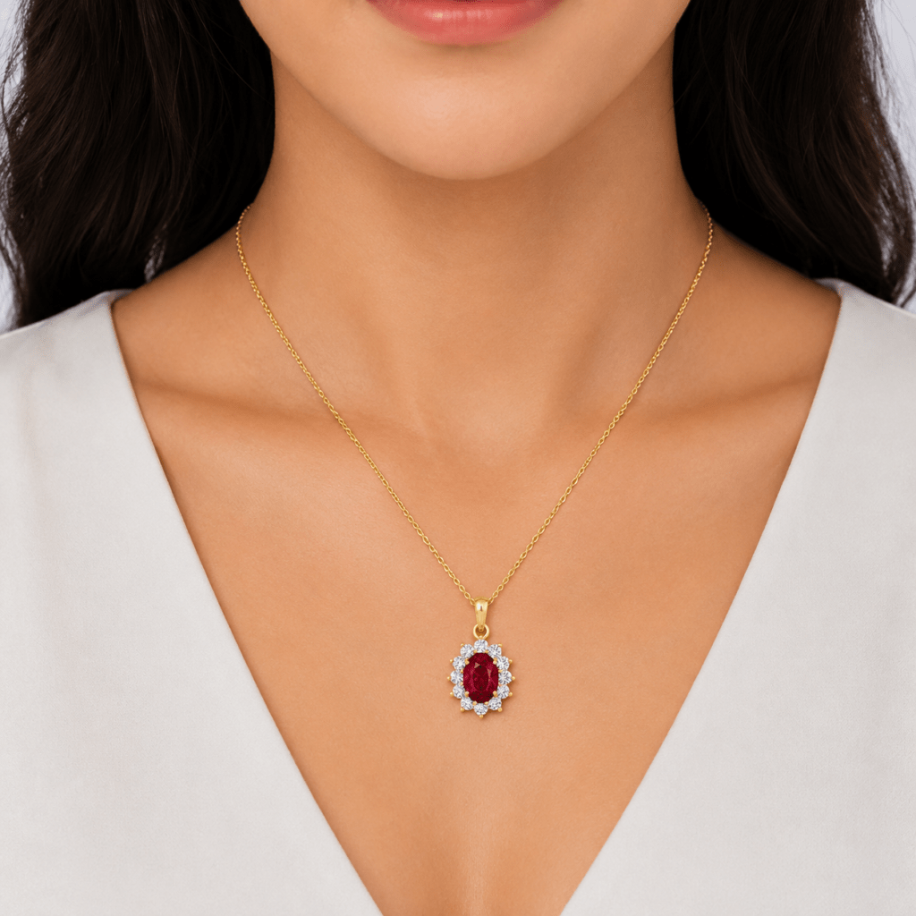 Oval Ruby and Diamond Pendant Dubai