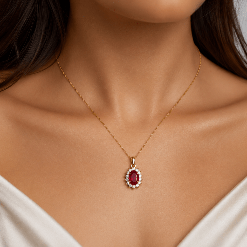 Diana Oval Ruby and Diamond Pendant Dubai