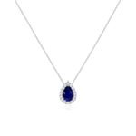 Diana Pear Blue Sapphire and Diamond Pendant