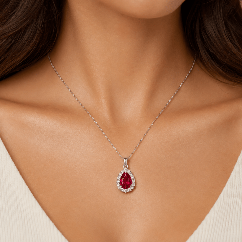Diana Pear Ruby and Diamond Pendant Dubai