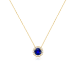 Diana Round Blue Sapphire and Diamond Pendant