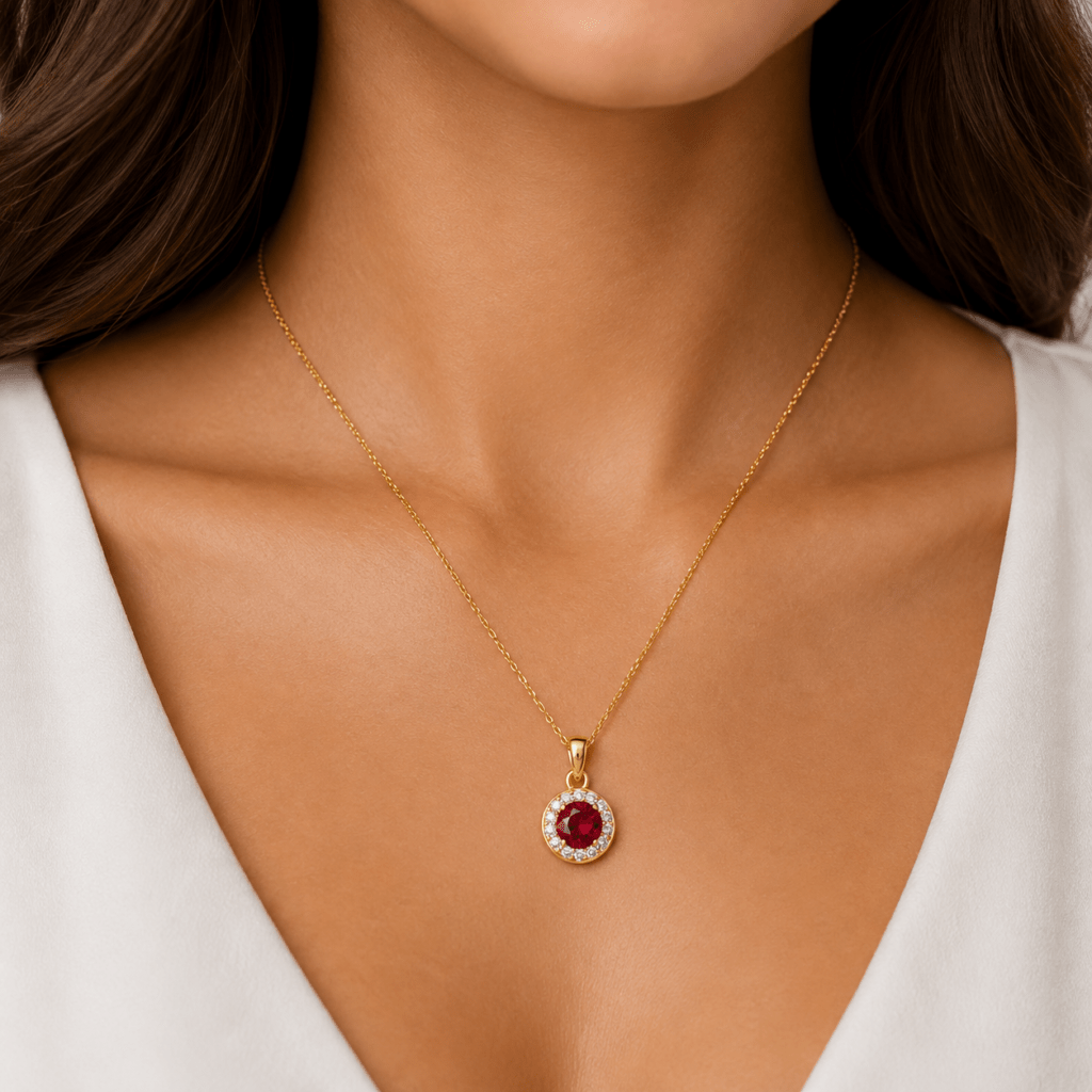 Diana Round Ruby and Diamond Pendant Dubai