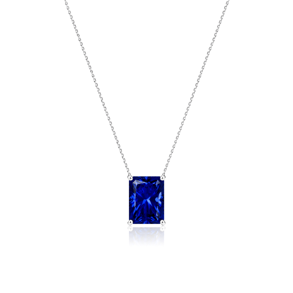 Emerald-Cut Blue Sapphire Pendant