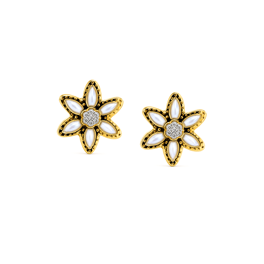 MOP star earrings with diamonds