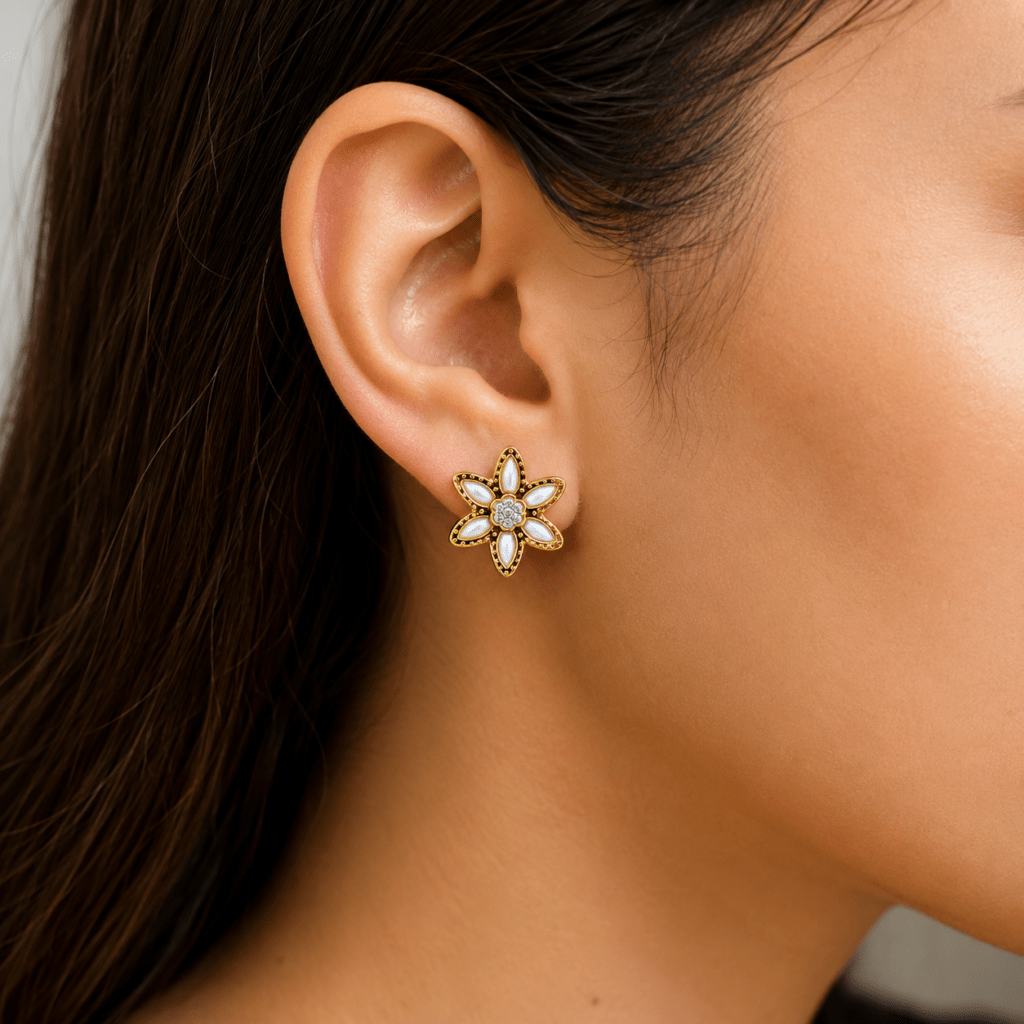 MOP star earrings with diamonds Dubai