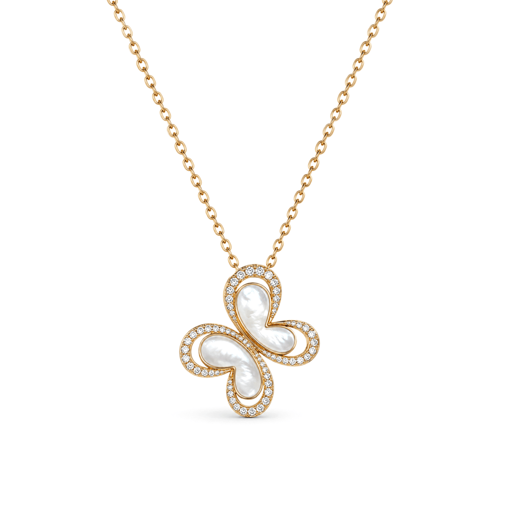 Mother-of-Pearl and diamond Butterfly Pendant