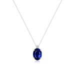 Oval Blue Sapphire Pendant with Diamond
