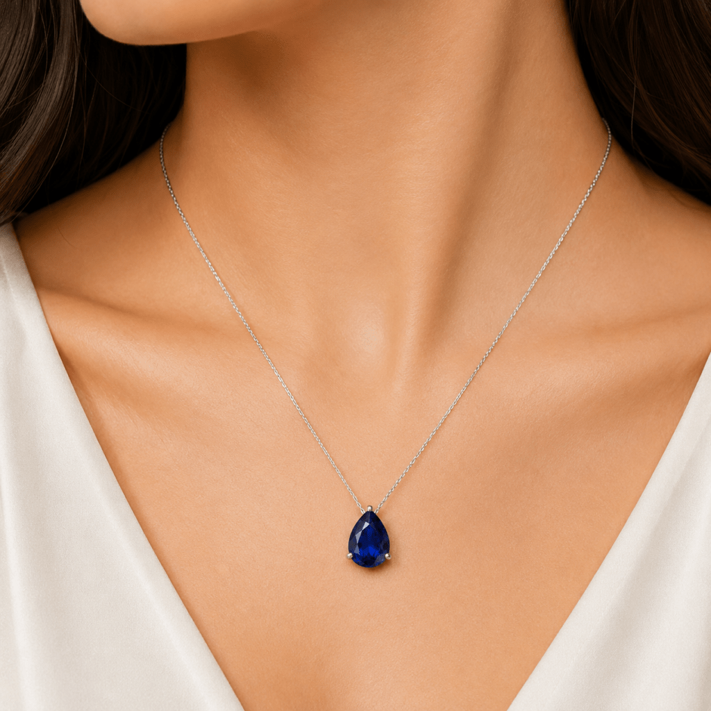Pear Blue Sapphire Pendant Dubai