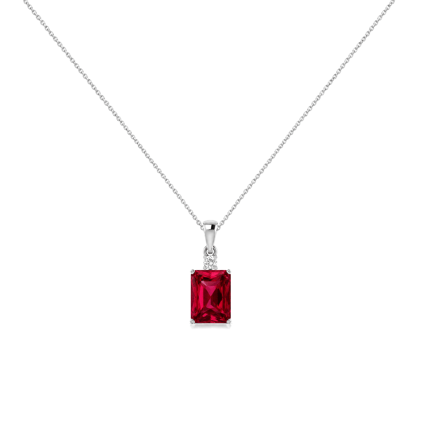 Radiant-Cut Ruby Pendant with Diamond