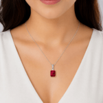 Radiant-Cut Ruby Pendant with Diamond Dubai