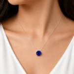 Round Blue Sapphire pendant Dubai