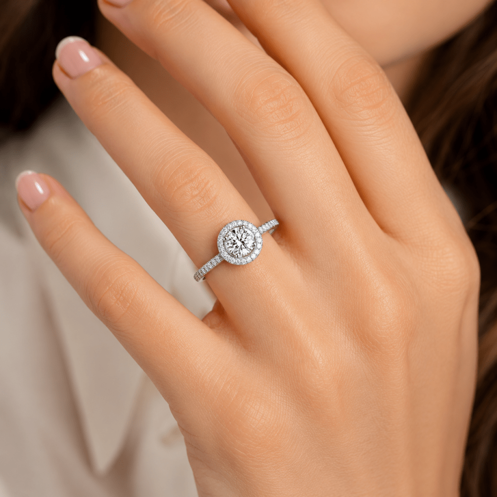 Round Diamond ring with Halo Dubai