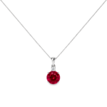 Round Ruby Pendant Adorned by Diamond