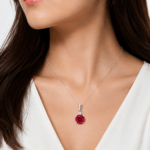 Round Ruby Pendant Adorned by Diamond Dubai