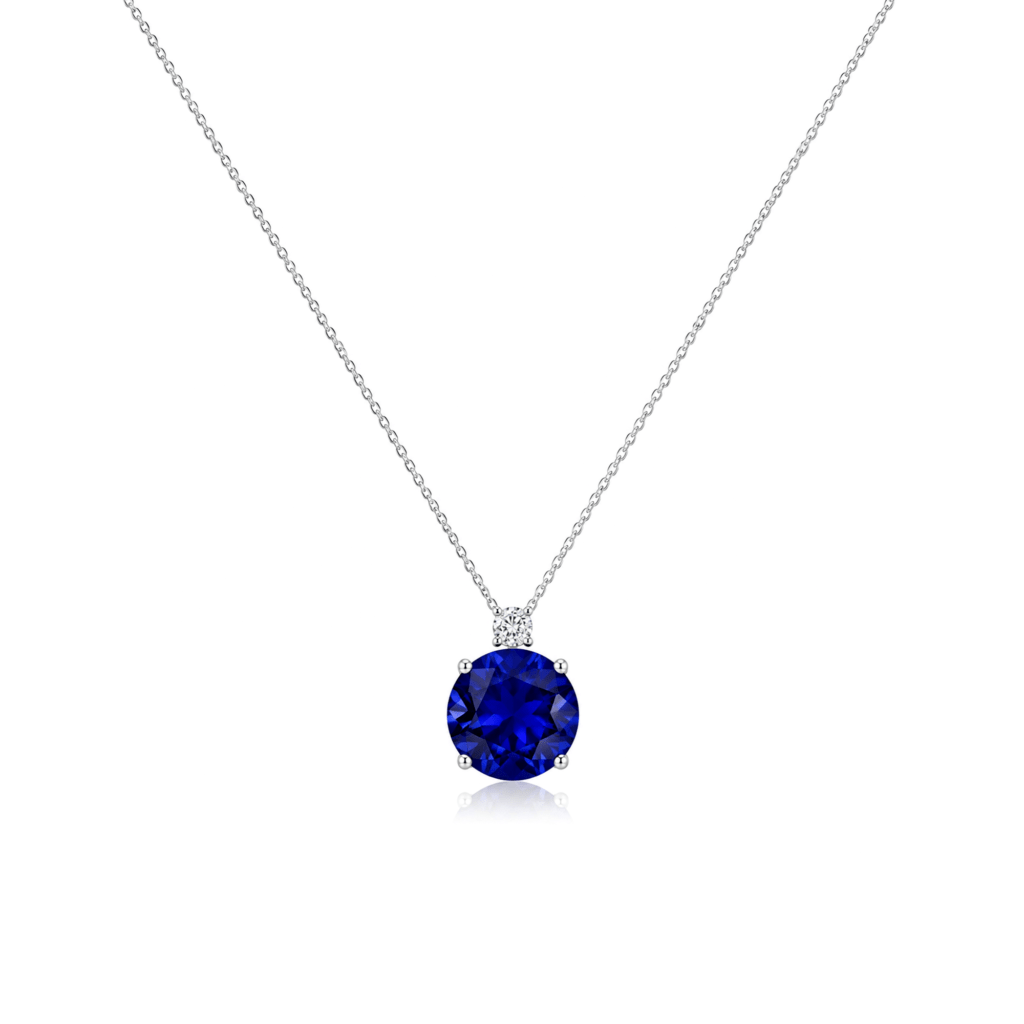 Round Sapphire Pendant with Diamond