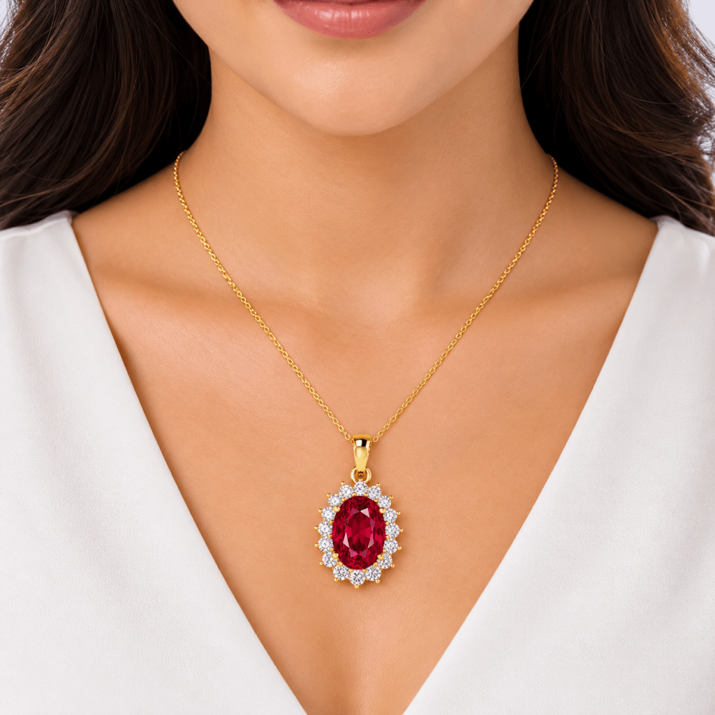 Ruby Diamond Pendant in Diana setting Dubai