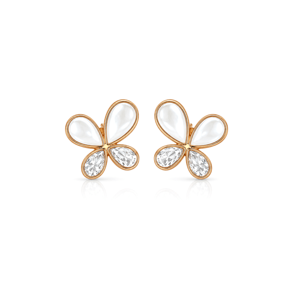 MOP Butterfly earrings with Diamond petal
