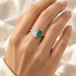 Toi Et Moi Green Emerald & Pear Cut Diamond Ring Dubai