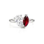 Toi Et Moi Ruby & Pear Cut Diamond Ring
