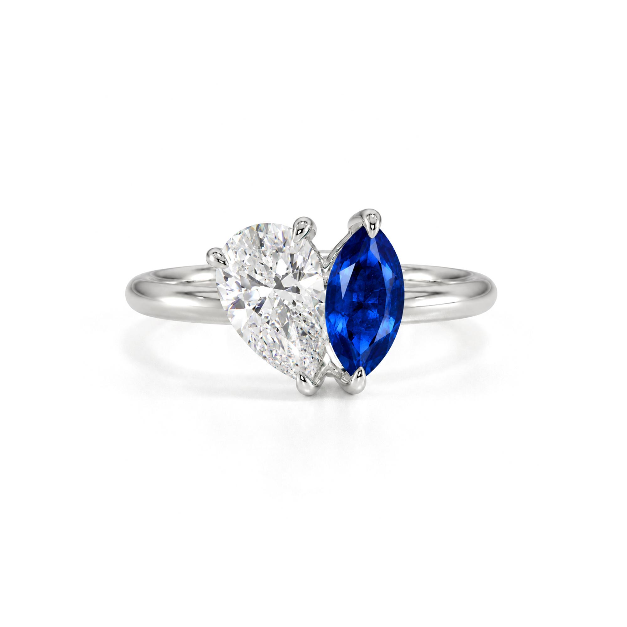 Toi Et Moi Sapphire & Pear Cut Diamond Ring