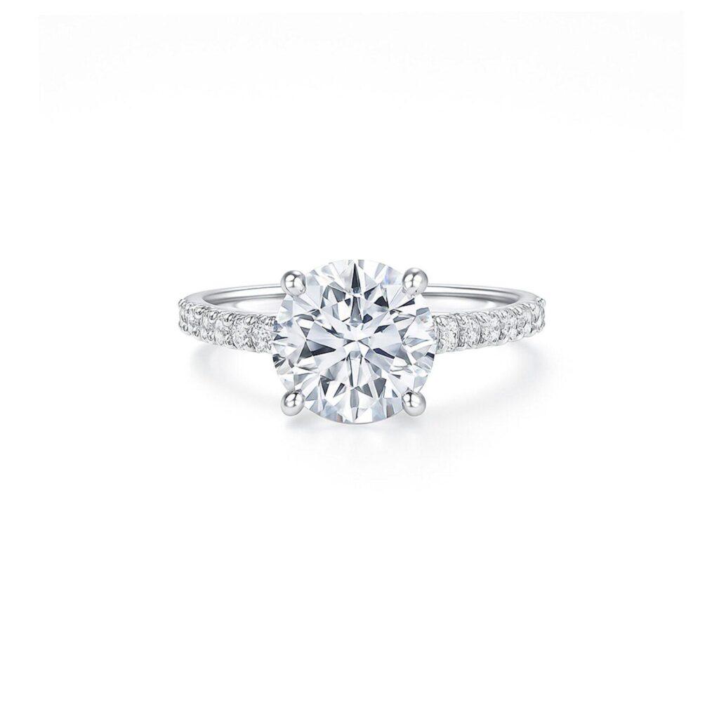 3 carat round diamond ring with side diamonds Dubai