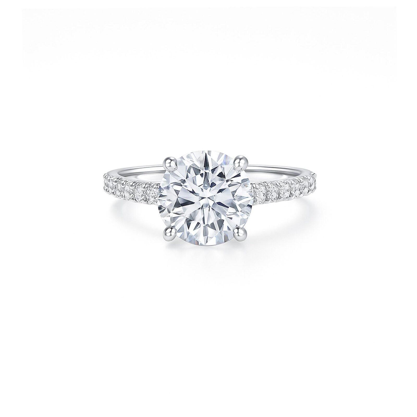 3 carat round diamond ring with side diamonds Dubai