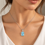 Aquamarine Emerald-Cut Pendant Dubai