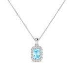 Aquamarine halo pendant